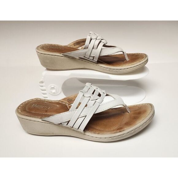 Born Tansey Wedge Slide Sandal Shoes Color White Size 8M - Picture 2 of 12